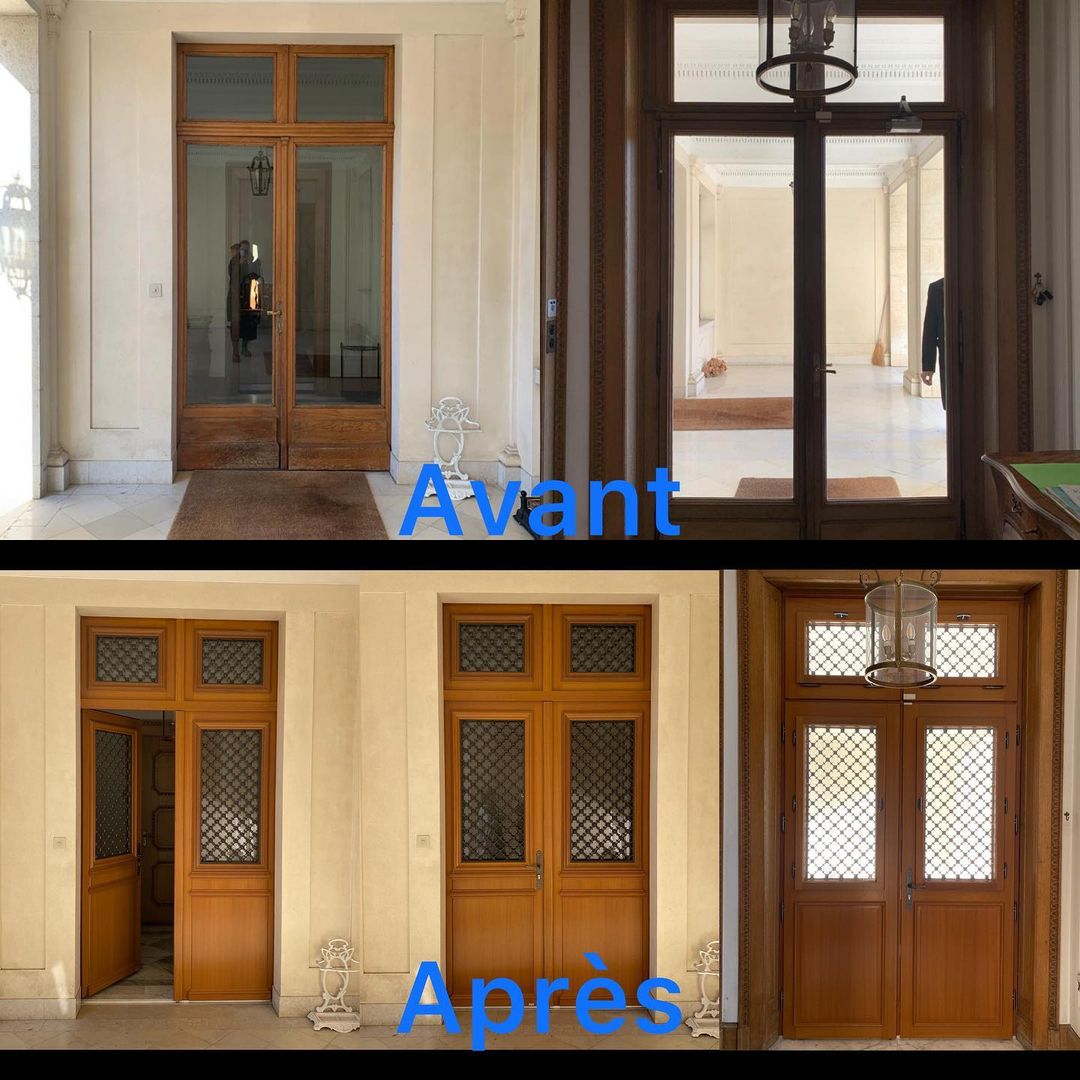 Fourniture et pose de cette magnifique porte d’entrée pour cette maison d’ambassadeur à Genève